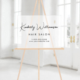 Señal Acrílica Nombre de negocio Elegante Script De Firma Descong