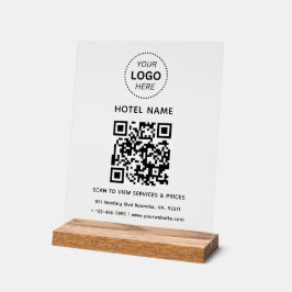 Señal Acrílica Nombre del hotel Logotipo y código QR Detalles de