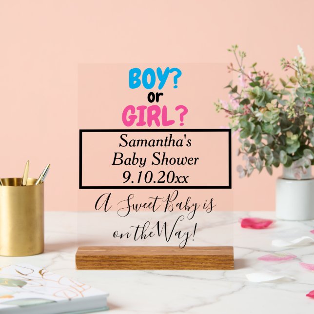 Señal Acrílica NOMBRE del niño o Chica de Baby Shower (Boda)