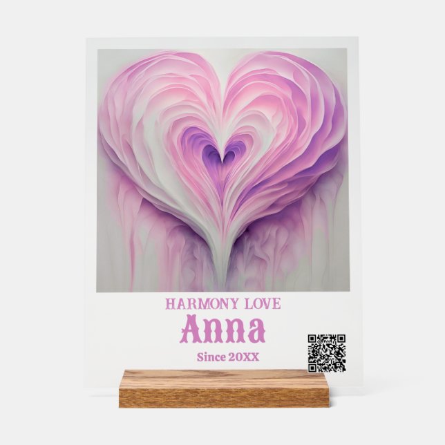 Señal Acrílica Nombre personalizado, fecha especial, CÓDIGO QR Ró (Anverso)