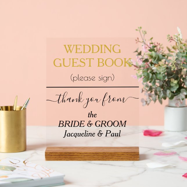 Señal Acrílica NOMBRES blancos del libro de bodas (Boda)
