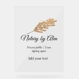 Señal Acrílica Notario público agente de firma de préstamos añadi