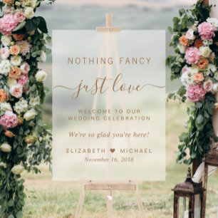 Señal Acrílica Nothing Fancy Just Love Boda Bienvenida Escarcha