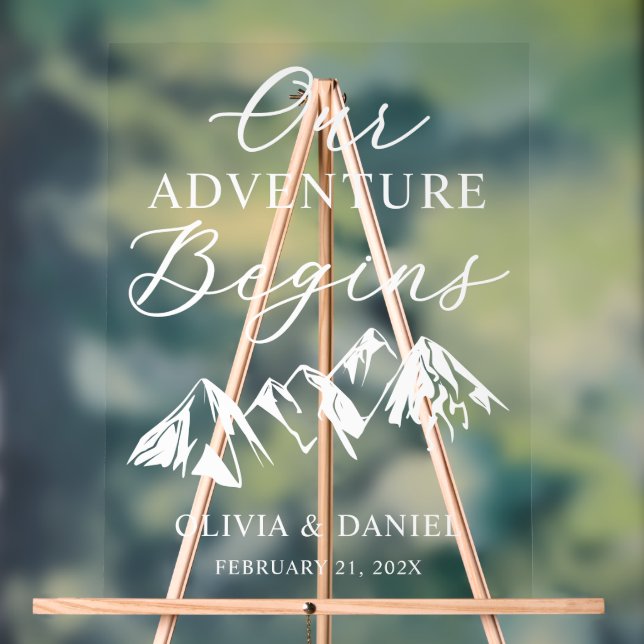 Señal Acrílica Nuestra Aventura Comienza Boda Personalizada (Neutral )