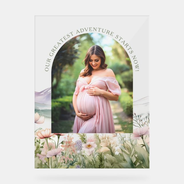 Señal Acrílica Nuestra gran ducha de bebé de aventura Rótulo acrí (Anverso)