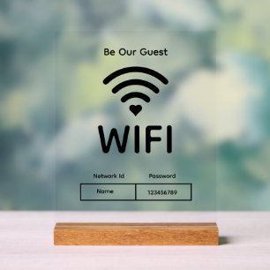 Señal Acrílica Nuestro Rótulo acrílico con contraseña Wi-Fi de in