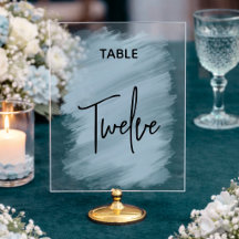 Número de mesa de boda azul polvoriento minimalist