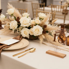 Señal Acrílica Número de mesa de boda elegante marrón moderno