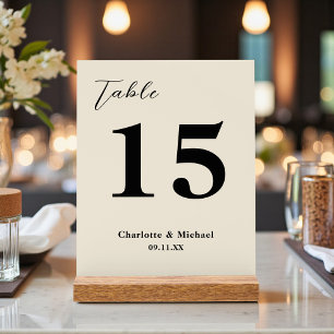 Señal Acrílica Número de Mesa de Boda Minimalista Blanco Natural