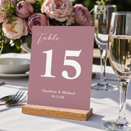 Señal Acrílica Número de mesa de boda minimalista rosa polvorient