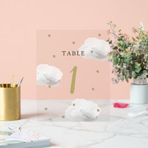 Señal Acrílica Número de mesa para Baby Shower Estrella Dorada y
