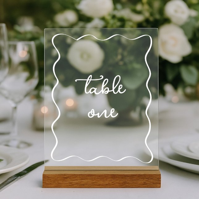 Señal Acrílica Número de tabla de Boda de marco ondulado moderno (Subido por el creador)