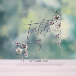 Señal Acrílica número de tabla de color púrpura oscuro minimalist