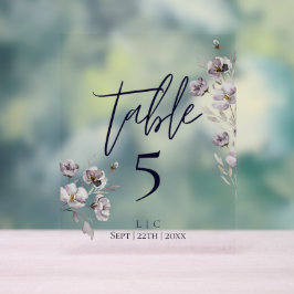 Señal Acrílica número de tabla de la acuarela de la marina oscura