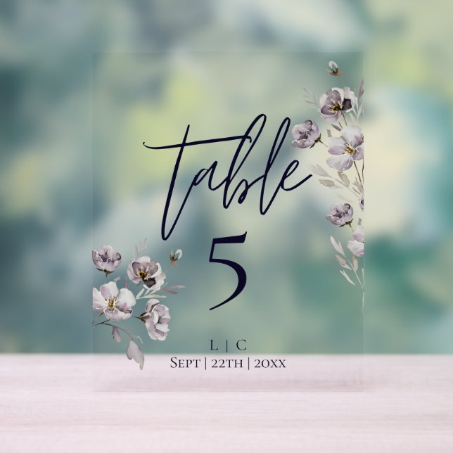 Señal Acrílica número de tabla de la acuarela de la marina oscura (Neutral )