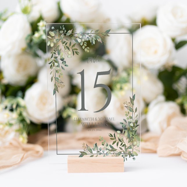 Señal Acrílica Número de tabla del Boda verde Eucalyptus Sage (Wedding Table Number!
)