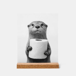 Señal Acrílica Nutria Estoica Sosteniendo Rollo de Papel Higiénic