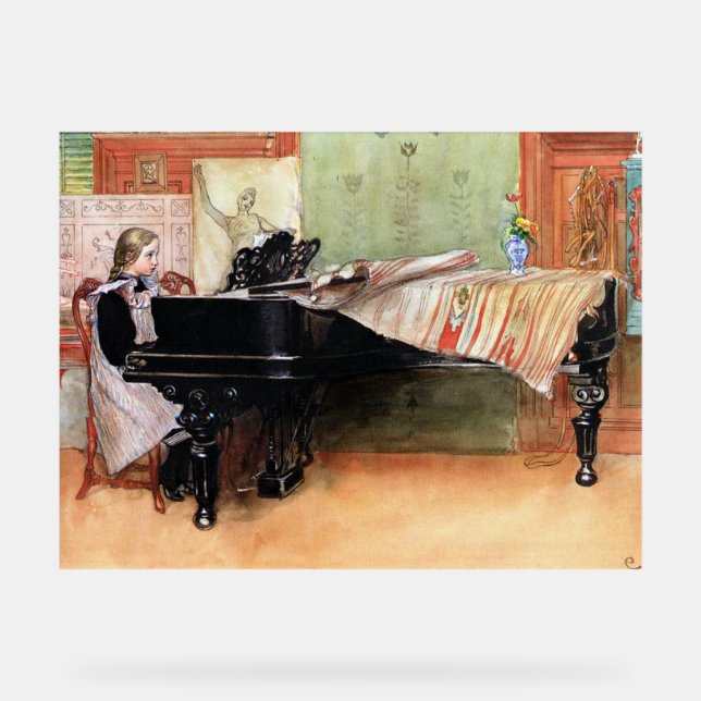 Señal Acrílica Obra de arte de Carl Larsson, Tocando escalas, (Anverso)