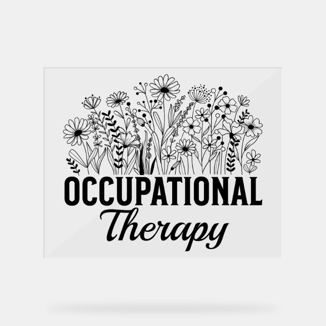 Señal Acrílica Occupational Therapy Floral Occupational OT (Anverso)