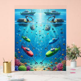 Señal Acrílica Ocean Guardians: AI Ships and Submarines Protectin