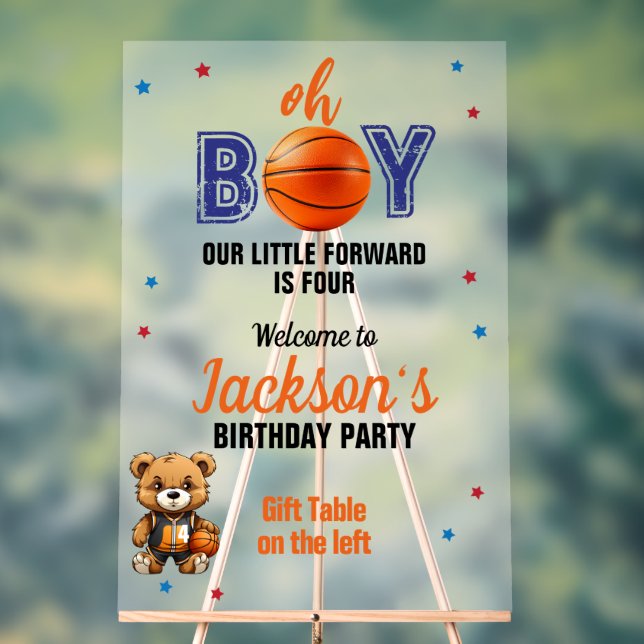 Señal Acrílica Oh Boy Basketball Tema Cumpleaños (Neutral )