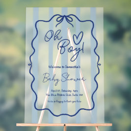 Señal Acrílica Oh Boy Cute Modern Blue Baby Shower Helado