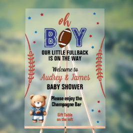 Señal Acrílica Oh Boy Football Theme Baby Shower