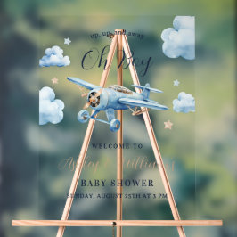 Señal Acrílica ¡Oh, chico! Adventure Await Airplane Boy Baby Show