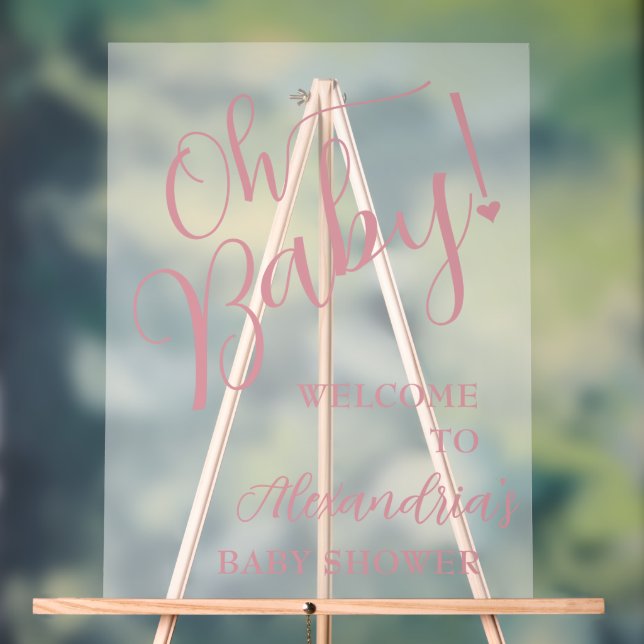 Señal Acrílica ¡Oh, nena! Bienvenida de Baby Shower para chicas (Neutral )