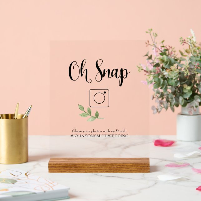 Señal Acrílica Oh Rótulo de la cabina fotográfica instantánea (Boda)