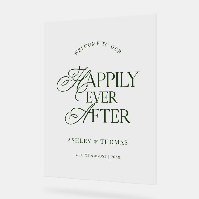 Señal Acrílica Old Money Green Script Acrylic Welcome Sign (Ángulo)