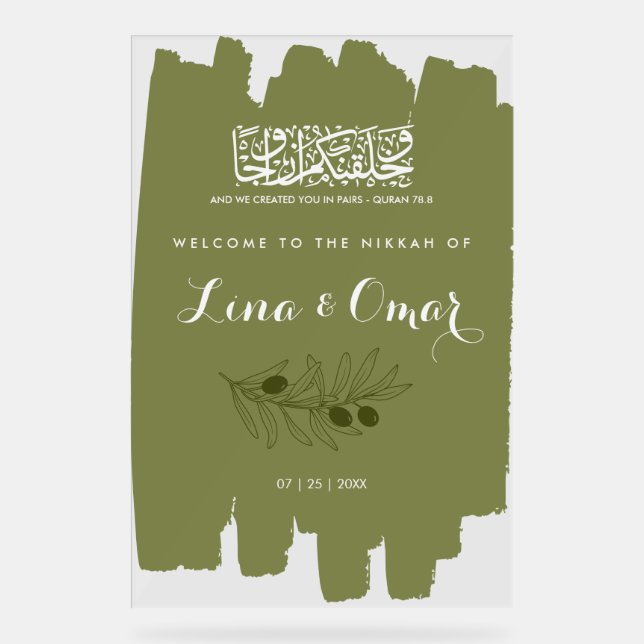 Señal Acrílica Olive Green Nikkah Acrylic Sign (Anverso)