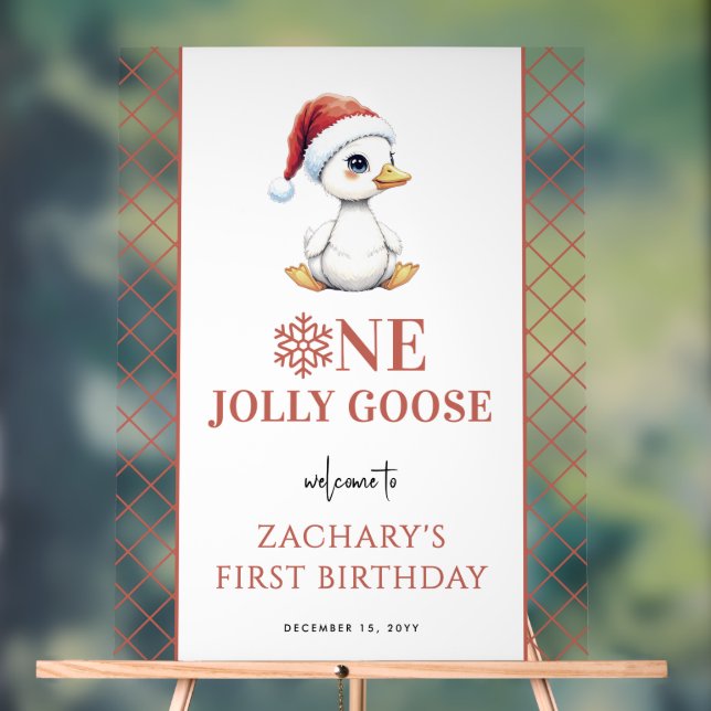 Señal Acrílica One Jolly Goose Modern First Birthday Welcome Sign (Neutral )