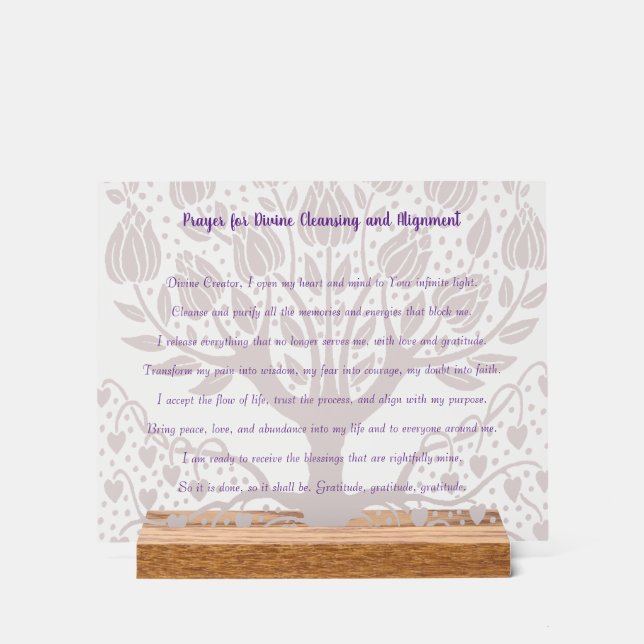 Señal Acrílica Oración por limpieza y alineación divina (Anverso)