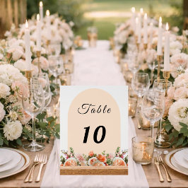 Señal Acrílica Orange ivory florals arch table number