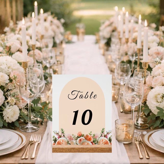 Señal Acrílica Orange ivory florals arch table number (Subido por el creador)