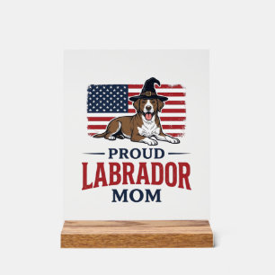 Señal Acrílica Orgullosa Mamá Labrador Patriótica Camiseta de Hal