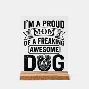 Señal Acrílica Orgullosa Mamá Perro Diseño Vectorial de Grabado V