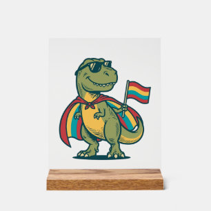 Señal Acrílica Orgulloso Diseño de Camiseta de Dinosaurio Vectori