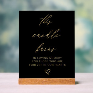 Señal Acrílica Oro negro Esta Vela quema la tabla de memoria Boda