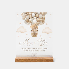 Señal Acrílica Oso de peluche con globos neutros Mimosa Bar