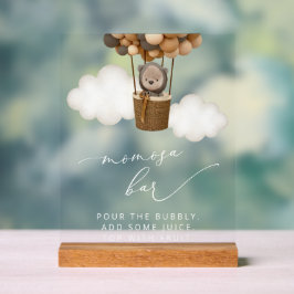 Señal Acrílica Oso de peluche, globos pardos, bar Momosa de Baby