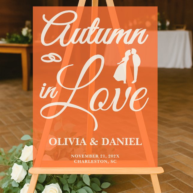 Señal Acrílica Otoño en amor | Bienvenida de la boda otoño (Subido por el creador)