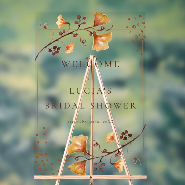 Señal Acrílica Otoño Hoja Seca Acuarela Despedida de Soltera (Neutral )