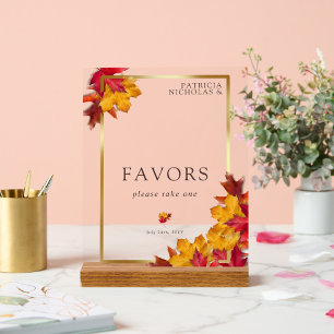 Señal Acrílica Otoño Woody Brown y Elegante Favor de la Boda Dora