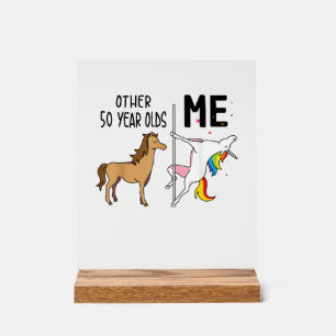 Señal Acrílica Otro regalo de cumpleaños de 50 años de unicornio