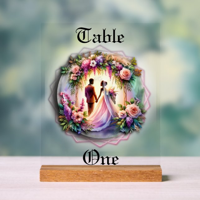 Señal Acrílica Our Love Reaches The Moon Wedding Table Number (Neutral )