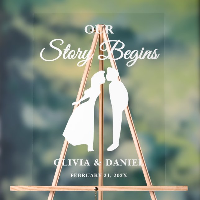 Señal Acrílica Our Story Begins Luxury Wedding Welcome (Neutral )