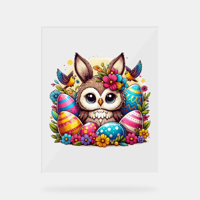 Señal Acrílica Oveja de Pascua con orejas de conejito (Anverso)