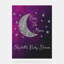 Señal Acrílica Over The Moon Baby Shower